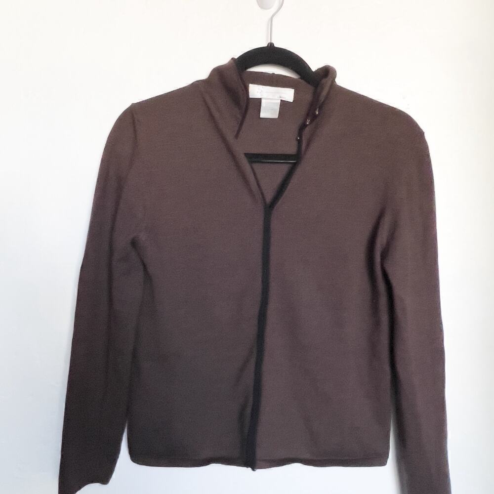 Bibelot Merino Wool Knit Sweater Pullover Large Brown
